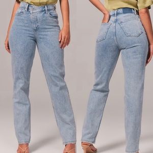 Abercrombie & Fitch XL Curve Love Ultra High Rise 90s Straight Jean Criss Cross